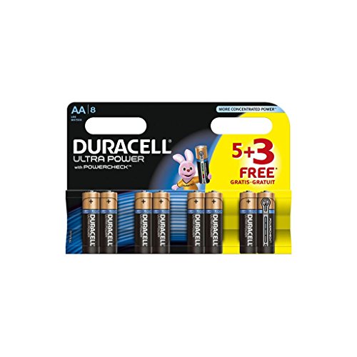 Duracell MN1500 Plus Power Alkaline Battery AA Size, 5 + 3 Free Batteries