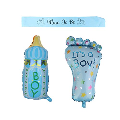 MagiDeal Baby Shower Party Ballons (Fuß + Milchflasche) + "Mum to be" Schärpe Set
