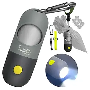 Dog Poop Bag Dispenser with Built-in LED Flashlight and Leash Clip, Dog Walking Accessory (Black, Waste Bag Dispenser)