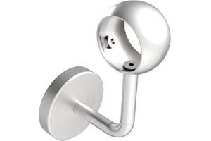 Sellon24® Edelstahl Handlauf Handlaufträger Halterung Ring für Rohr 42,4 Handlaufhalter Holz Handlauftraeger aussen Halter Treppe Kugelring Treppengeländer