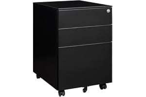 ‎SIGHTLIFE Sightlife Rollcontainer mit 3 Schubladen, Abschließbar Schublade unter Schreibtisch Container Schreibtischschrank Hängeregisterschrank Unterschrank Schubladenschrank Metall Bürocontainer(Schwarz)