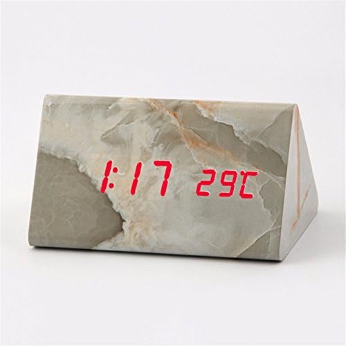FLYRCX Creative marble lines wood fashion LED sound control alarm clock,J