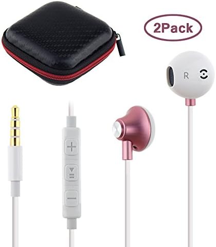 Gulf Y (2 Pack) Premium Earphones / Headphones / Earbuds / Headset with Stereo Mic&amp;Remote Control for Apple iPhone 6s/6/6plus,iPhone SE/5s/5c/5, iPad /iPod and More (2Pack-White+Pink)