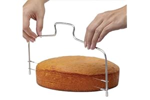 KIRALOVE - Tagliatorta in doppio filo di acciaio torte taglierina affettatrice fette strati orizzontali farcire tagliare manuale dolci focacce cucina casa utensili 31 cm
