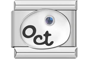 MON & SONS M&S Jan to Dec Birthday Birth Stone Date Anniversary Month 9mm Italian Link Charm Compatible With Nomination Bracelet