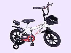 AMS 14 Inch Smart BMX Kids Bicycle Without Carrier & Training Wheels for 2 to 5 Years Childs (Hard Plastic Rim, Red White)