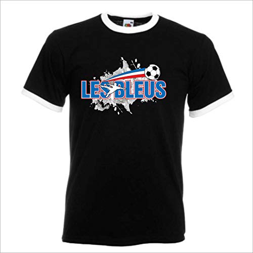 FANLESBLEUS01 Fan Trikot Frankreich Nationalmannschaft T-Shirt Fussball EM 2020 Les Bleus schwarz weiß (XXL)