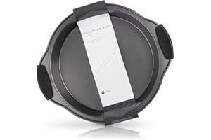 HEYNNA® Okrągła forma do pieczenia – nieprzywierająca forma do ciasta ze stali węglowej | odporna na temperaturę do 230°C | zdejmowane silikonowe uchwyty | idealna do pieczenia chleba, ciasta lub zapiekanki | średnica 24 cm, wysokość 4 cm