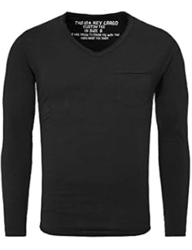 Key Largo Herren Longsleeve AQUA Einfarbig mit Brusttasche Langarm V-Ausschnitt
