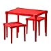UTTER - Children'S Table With 2 Stools, In/Outdoor Red Red