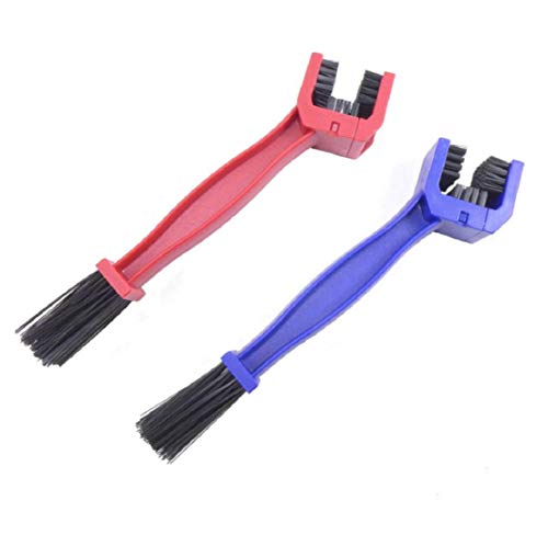 Preisvergleich Produktbild Koojawind Motorrad- FahrradkettenreinigungsbüRste Mountainbike-Reinigungswerkzeug, KettenbüRste, Radfahren Fahrradkettenreinigungswerkzeug-Set, Packung Mit 2 (Rot, Blau)