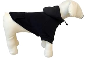 Lovelonglong Blank Basic Hoodie Sweatshirt for Dogs 100% Cotton Fits Small Medium Dachshund Large Dog Black XS