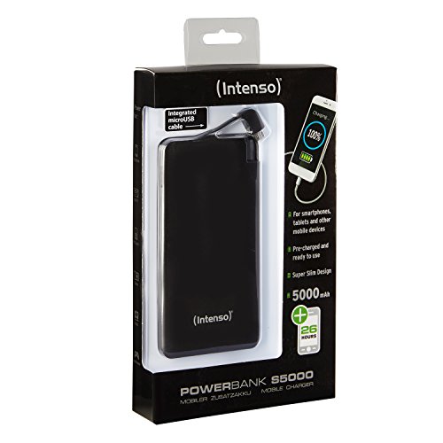Intenso Powerbank S5000 Slim externes LadegerÃ¤t (5000mAh, fÃ¼r Smartphone/Tablet PC/MP3 Player/Digitalkamera) schwarz