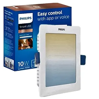Philips 10-Watt Smart Wi-Fi LED Square Ceiling Lamp Downlighter WiZ Connected (Shades of White + Dimmable + Pre-Set Modes) (Pack of 1)