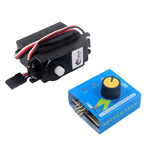 UNIKEL RCmall 360 Degree Servo de rotación Continua con servo Tester para Smart Car Robots Modelo aeroespacial