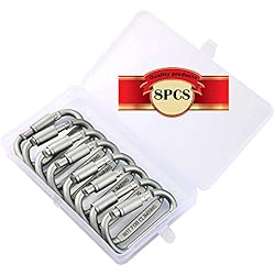 KINYOOO 8 pcs Mousqueton, Plein air Tactique Fournitures Carabiner Aviation Aluminium D-Type accrochant Crochets Verrouillage clé Outil équipement