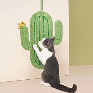 Takezuaa Cat Scratch Pad, Cactus Cat Scratcher, Durable Sisal Cat Scratch Mat with Hanging Rope for Wall or Floor Use Cat Sleeping Rug Pad.