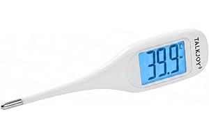 TALKJOY Termometro professionale, parlante e digitale, ideale per anziani, per ciechi o ipovedenti: visualizzazione della temperatura e punta flessibile