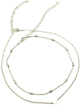 Doitsa Choker Kette Halskette Mode Doppelt Halsband mit Pfirsich Herz, Einstellbar Hals kette Als Geschenk für...