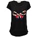 Produktbild Damen Top Brave Soul Damen T-shirt Hoher Niedriger Saum Bluse Schmetterling Stickerei - Schwarz - 225IMPERIAL, X-Small