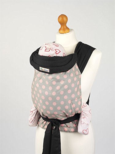 Palm and Pond Mei Tai / Babytrage - Grau/Rosa gepunktet