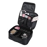 ✿ Alta calidad: la superficie de la bolsa de maquillaje está hecha de tela oxford, resistente e impermeable, fácil de limpiar