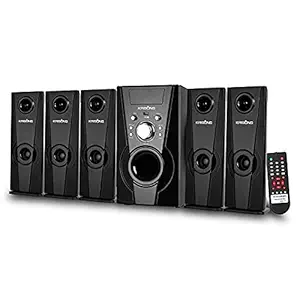 KRISONS Genius-500| App Controlled, Bluetooth Supporting Home Theatre 5.1 | USB, AUX, LCD Display, Built-in FM, Recording, Remote Control (Black, 5.1 Channel)