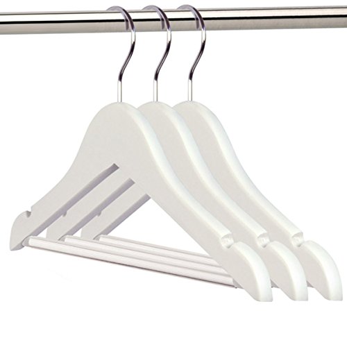 Hangerworld 24 Stück Holzbügel mit Hosensteg für Kinderkleidung, weiß, 30cm breit - 2