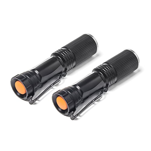 Ultrakompakte XPE-Q5 Mini LED Taschenlampe – Zoombar – 1xAA/14500 (2, Schwarz) - 2