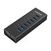 Produktbild QICENT 7-Port USB Hub Aluminium SuperSpeed USB 3.0 Multi Port mit Netzteil Data Chargin Schnelles Aufladen Hub Für PCMac, Tablet, Apple