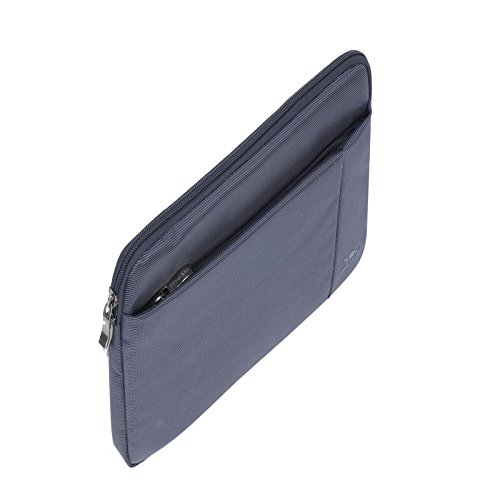 RIVACASE Tablet Tasche bis 10.1“ – Superflaches Case mit Außentasche und asymmetrischen Doppelreißverschlüssen – Blau - 2