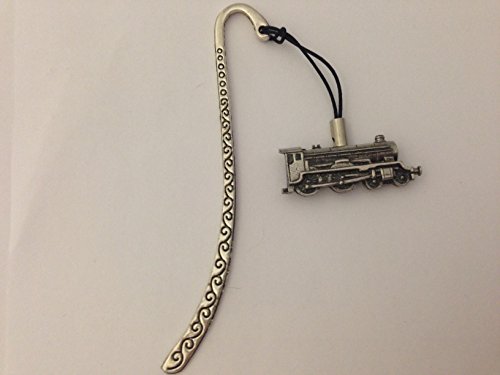 Steam Train TSLPIN Pattern bookmark with cord 3D English pewter charm