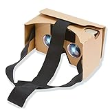 Potok® DIY Google Cardboard Kit V2 Big Lens 3D Vr Virtual Reality Cardboard Glasses with Head Strap,Compatible with 3-6 Inch Screen Apple Iphone Samsung HTC Smartphone
