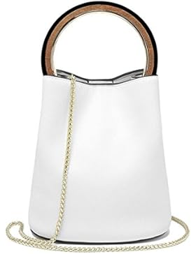 Maod Damen Stylish PU Leder Einfarbig Handtasche Freizeit Henkeltaschen Frauen Bucket Shopper Taschen Metall Schulterriemen...