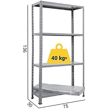 Scaffale Metallico 5 Ripiani - 180x90x30 Cm, Portata 1000 Kg, Colore Blu