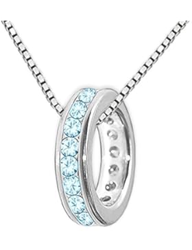 CLEVER SCHMUCK-SET Silberner kleiner Mini Taufring viele Zirkonias hellblau ringsum mit Kette Venezia 36 cm STERLING...