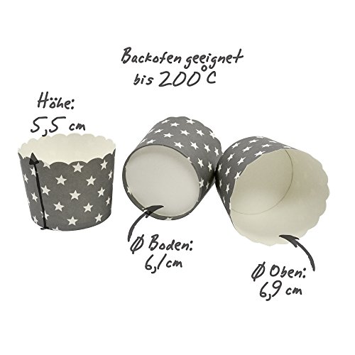 50 Frau Wundervoll Muffin Backformen aus stabilem Papier, groß Ø 6,1 cm, rosa-graue Streifen / Muffinförmchen / Cupcake Backformen / Muffindeko Frau Wundervoll - 2