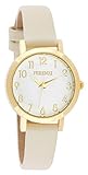 Ferenzi Damen - FZ16606 - Klassische Gold und Beige Leder Uhr