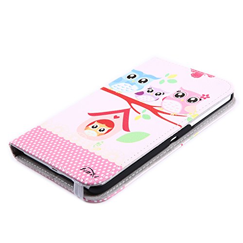 tinxi® Für Samsung Tab 4 7.0 Case, Kunstleder Tasche für Samsung Galaxy Tab 4 7.0 T230 7 zoll (17,78 cm) Tasche PC Tablet Schutzhülle Hülle Etui Flipcase Cover Case Eulen Familie Uhu Kauz Owl - 9