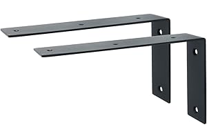 Escuadras para Estanterias, SAYAYO Escuadras Metalicas Negro Soporte Estanteria Pared, 2 Pieza Acero Inoxidable Soporte de Esquina 90 Grados 225 mm * 125 mm, EJW2300B-2P
