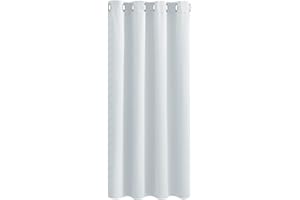 PONY DANCE Tende Camera da Letto Moderna - Tende Termiche Isolanti per Interni Tenda Oscurante ad Anelli Tende Moderne per Soggiorno L 140 x A 180 cm 1 Pannello, Bianco Grigiastro