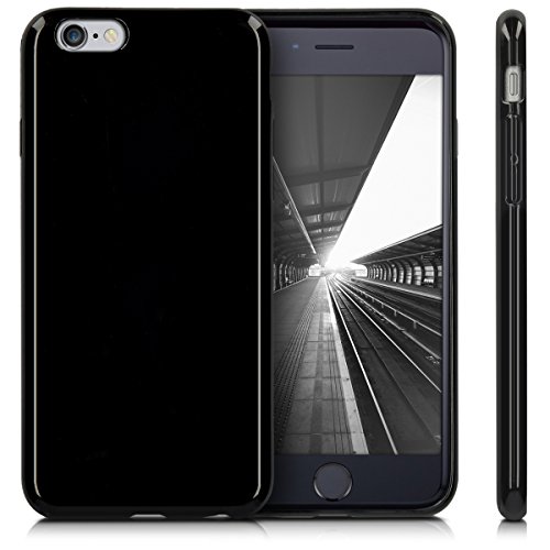 kwmobile Funda para Apple iPhone 6   6S - Carcasa para m  vil en  TPU Silicona  - Protector  Trasero  en  Negro Brillante 