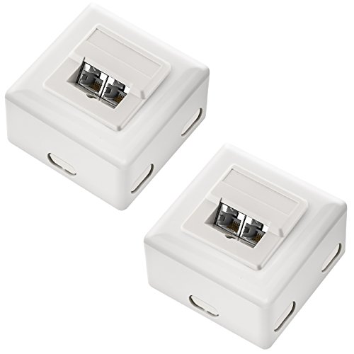 Preisvergleich Produktbild deleyCON SET 2x Cat5e Netzwerk Dose weiß / Kombidose [Aufputz + Unterputz]