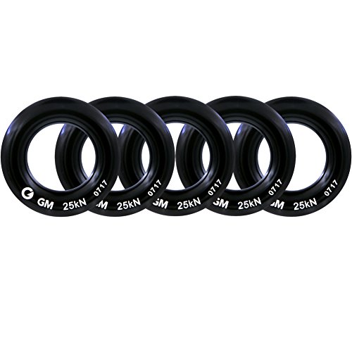 GM CLIMBING peque?o anillo de rappel escalada de aluminio para escalada en roca arborista rescate slackline hamaca negro paquete de 5