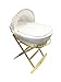 Deluxe Natural Wicker Crib / Moses Basket With White Waffle Dressing PLUS Deluxe Wooden Pine Rocking Stand
