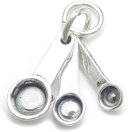 Set of 3 measuring spoons sterling silver charm .925 x 1 Measure Spoons