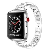 MoKo für Apple Watch 40mm / 38mm Series 4/3/2/1 Armband, Edelstahl uhrenarmband ersatzarmband Handgelenk Strap Band mit Abnehmbare Metallschnalle, Armbandlänge 130mm-185mm, Silber
