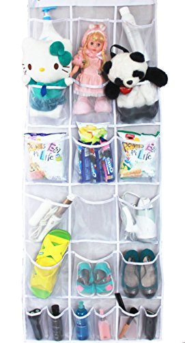 Joyoldelf Hängeorganizer hängend Aufbewahrungstasche Ordnungssystem Schuhaufbewahrung Für Tür mit 24 Tasche,weiß - 5