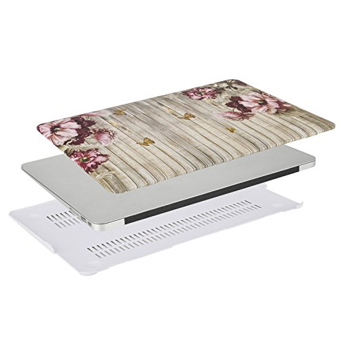 MOSISO Ultra Slim Plastik Hartschale Schutzhülle Snap Case für MacBook Air 13 Zoll (A1466 / A1369), Grau Vertikale Hölzerne Schmetterling Blume - 5