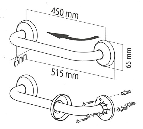 Tiger 1330230946 Libra Wandhaltegriff 45 cm Edelstahl gebürstet - 2